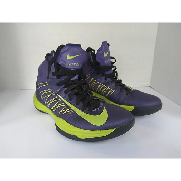 Nike Hyperdunk Basketball Shoes High‎ Top Purple Green Sneakers - Picture 2 of 6